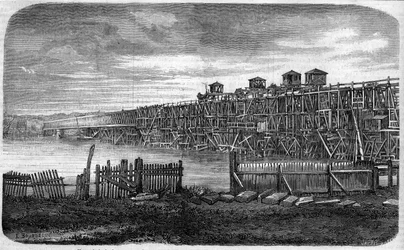 Architektura: pohled na díla kovového mostu v Bordeaux, Gironde (33)