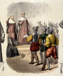 Zatčení Achilles de Harley, francouzský soudce (1536-1619).