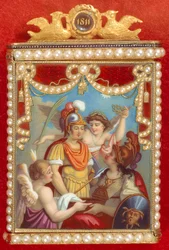 Art France: sešit v pouzdru s alegorií na narození římského krále (Napoleon II., syn císaře Napoleona I. (1769-1821)
