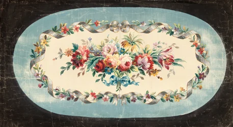 Design Aubusson pro opěradlo pohovky nebo opěradlo sedadla ze sprejů smíšených květin v páskových a květinových okrajích