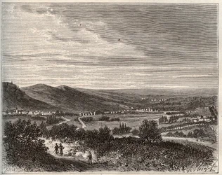 Ay et la montagne de Reims - departement Marne - rytina v „La France illustree: geografie, historie, statistická správa“ od V.A. Sladově hnědá. 1884