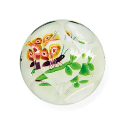 Baccarat fazetový motýl a závaží květu, polovina 19. století (sklo)
