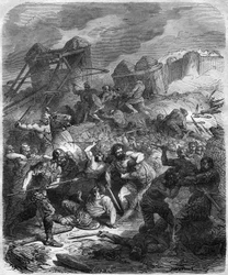 Bitva u Alesie, galské války, 52 př. n. l. (rytina)
