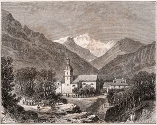 Brides-les-Bains (Brides les Bains) - Savoie - rytina v „France illustree: geografie, historie, statistická správa“ od V.A. Sladově hnědá. 1884