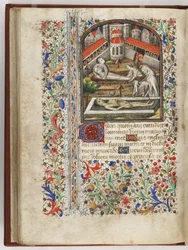 Pohřbívání mrtvých, ilustrace z "Knihy hodin", Paříž, asi 1440-60 (pergamen)