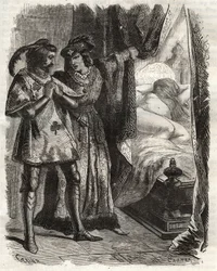 Zvednutím dveří ukázal manželovi jeho vlastní ženu ležící nahou. Ludvík I. z Valois vévoda z Orleansu (1372-1407) přiměl Raoula d