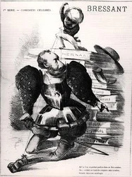 Karikatura Jeana Baptista Francoise Bressanta (1815-86) jako Dona Carlose v 