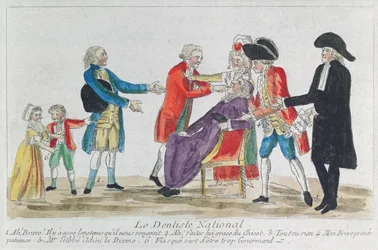 Karikatura znárodnění církevního majetku ve Francii během Francouzské revoluce, 1792