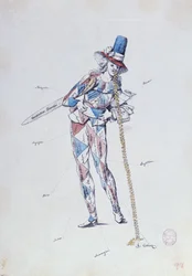 Karikatura satirizující francouzští aristokratičtí emigranti, kolem roku 1792
