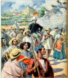 Charles Le Myre de Vilers (1833-1918) na Madagaskaru (pokus o smíření mezi vládou Tananarive a Francií) ilustrace z „Le Petit Journal“, 22. října 1894 (rytina)