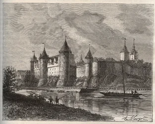 Chateau de Josselin - Morbihan en Bretagne - rytina v „La France illustree: geografie, historie, statistická správa“ od V.A. Sladově hnědá. 1884