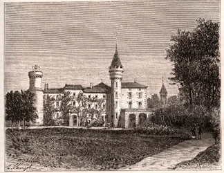 Chateau de Lamartine - 71520 Saint Point - rytina v „La France illustree: geografie, historie, statistická správa“ od V.A. Sladově hnědá. 1884