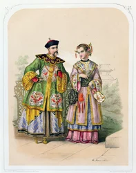 Čínský gentleman a dáma, polovina 19. století