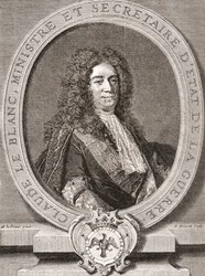 Claude Le Blanc, 1669 1728. Francouzský královský úředník starověkého režimu a dvakrát ministr zahraničí pro válku. Z Les Heures Libres publikovaných v roce 1908.
