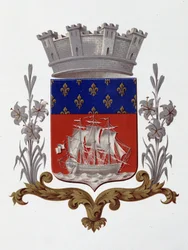 Znak města Paříže: královský král (Louis XVIII. a Karel X.) - Patent dopisy ze dne 20. prosince 1917 - v „“Armorial National de France””, H. Traversier, Paříž