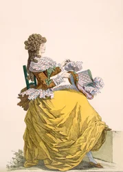 Colinette, deska č.315 z Galeries des Modes et Costumes Francais, c.1778-87 99:oděvy; tradiční oděv; tradiční kroj; móda; ilustrace; c18.; módní; clo