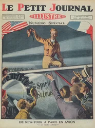 Plukovník Charles Lindbergh (1902-1974) při příletu na letiště Le Bourget po prvním transatlantickém letu z New Yorku do Paříže 21. května 1927, obálka Le Petit Journal, 5. června 1927 (kol.)