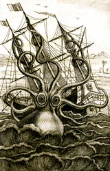 Kolosální chobotnice, asi 1802 (rytina)