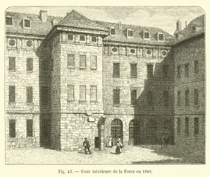 Vnitřní nádvoří La Force v roce 1840