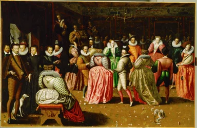 Dvorní ples v Palais du Louvre u příležitosti svatby Anny, vévodkyně de Joyeuse ...