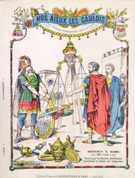 Obálka školního sešitu zobrazujícího legendu o Brennusovi (fl. c.389 př.nl)