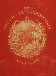 Obálka kolekce „“Les Voyages Extraordinary”” od Julese Verna. Konec 19. století.