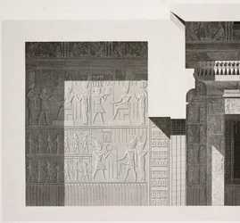 Průřez Malým jižním chrámem, detail, chrámový komplex Karnak, Théby, Luxor, Egypt