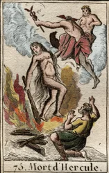 Smrt a apoteóza Herkula (Heracles) Z „Mythologie de la jeunesse“ od Pierra Blancharda 1803.