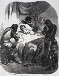 Smrt Du Guesclin v roce 1380 - v „“ Histoire de France““ od L.-P. Anquetil