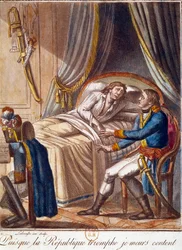 Smrt generála Hocheho 17. září 1797: "Protože vítězí republika, umírám spokojený" Rytina z 18. století Soukromá sbírka
