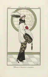 Návrh na soubor Ermíny a Poláka, z Costumes Parisien, pub.1913 (tisk pochoir)