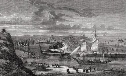 Dieppe v 18. století, z „Histoire de la Revolution Francaise“ od Louise Blanca (1811-82)