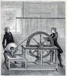 Elektrický stroj (Generátor) od Francise Hauksbee (1666-1713) zdokonalený Boze l