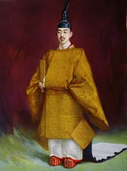 Císař Hirohito (1901-1989) v korunovačním oděvu, 1928