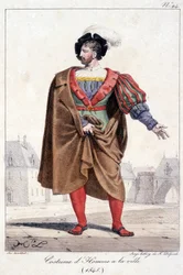 Rytina městského muže v kroji kolem roku 1545.