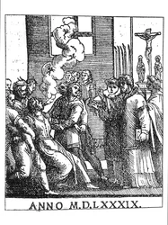 Scéna vymítání v roce 1589