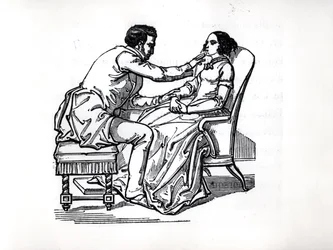 Experiment ve zvířecím magnetismu Franz Anton Mesmer (1734-1815) v roce 1784