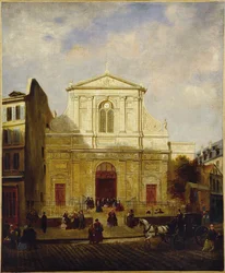 Fasáda kostela Blancs-Manteaux