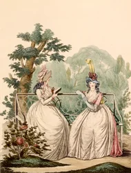Módní deska dam v letních denních šatech - Modes Anglaises, 1794
