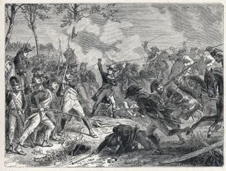 První koalice: Lazarus Nicolas Marguerite Carnot (1753-1823) během bitvy u Wattignies, která se 16. října 1793 postavila proti francouzským jednotkám rakouské armádě.