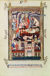 Fr 2092 f.22v St. Denis mučení na stojanu, z Vie de St. Denis, 1317