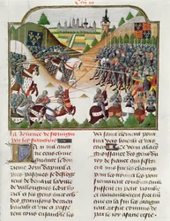 Fr 2691 f.183 Bitevní scéna z "Kroniky Karla VII. Francouzského" od Jehana Charetiera (pergamen)