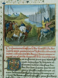 Fr 6465 f.22 Vstup Ludvíka VII do Konstantinopole s císařem Konrádem III během křížových výprav, 1147-9 (viz také 154771)