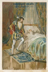 František I., král Františkovy, s Leonardem da Vincim na smrtelné posteli, 1519