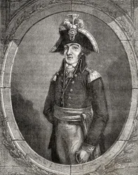Francois Hanriot z „Histoire de la Revolution Francaise“ od Louise Blanca (1811-82)