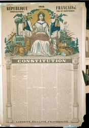 Francouzská republika, ústava z roku 1848 (barevná rytina)