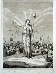 Francouzská revoluce: „O liberte“ Pocta svobodě. Rytina z 18. století Paříž, Musee Carnavalet
