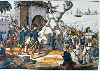 Francouzský útok na mexickou pevnost San Juan de Ulua během cukrářské války v roce 1838