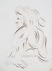 Francouzská kaligrafie: Portrét otce Voltaira od Bernarda de Paris kolem roku 1780. Historická knihovna města Paříže.