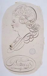 Francouzská kaligrafie: Portrét mladého člověka popraveného Bernardem de Paris kolem roku 1780.